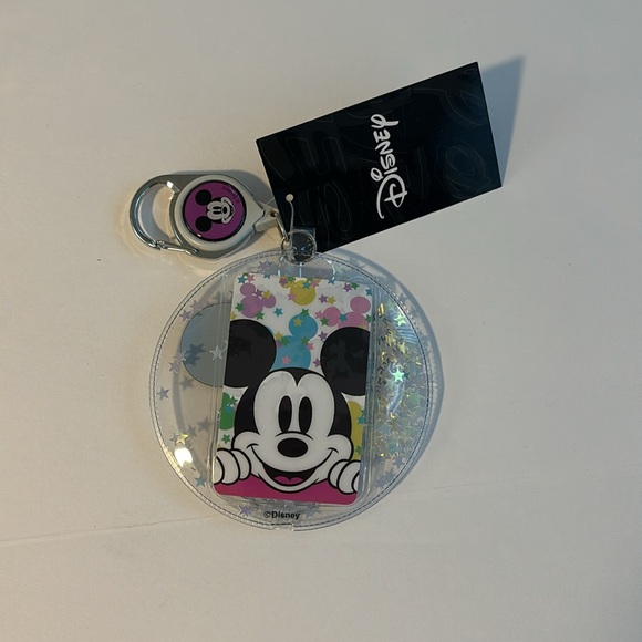 Disney Mickey Mouse Balloon Shaker with star glitter Retractable Lanyard - Picture 2 of 2